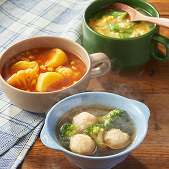 Kit2人份 無需切菜湯品3種（魚乾醬油蝦丸湯其他2款）