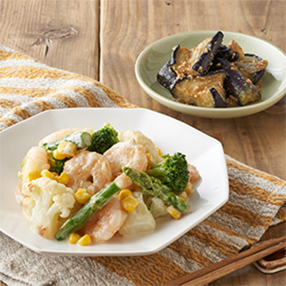 Kit3人份 蛋黃醬香煎蝦仁炒蔬菜 (另附前菜)