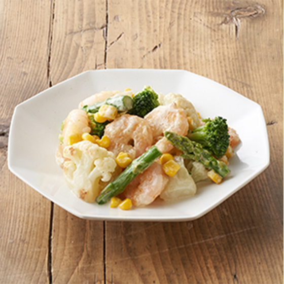 Kit3人份 蛋黃醬香煎蝦仁炒蔬菜 (另附前菜)