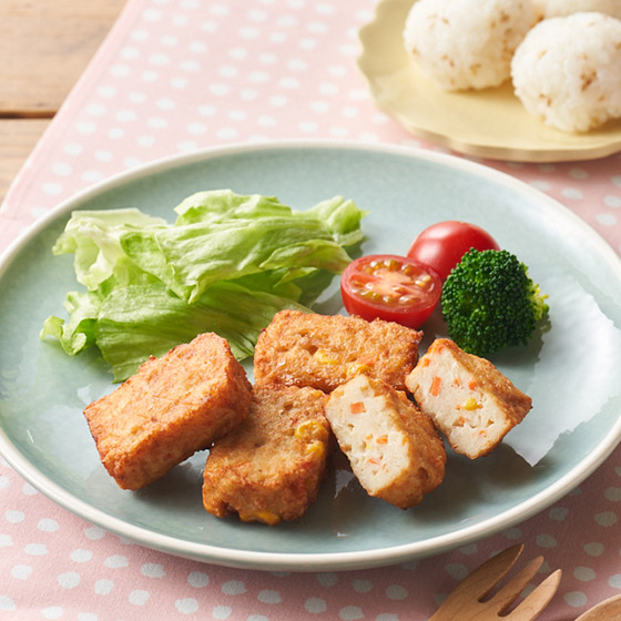 加入3種蔬菜的照燒迷你雞肉餅