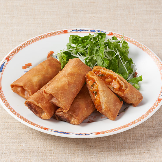使用日本小麥粉 蝦仁辣醬春卷