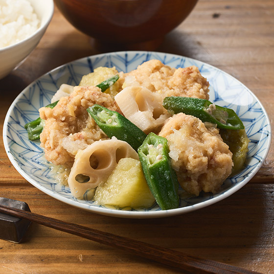 微波爐簡單配菜！雞肉唐揚炸雞與烤茄子蘿蔔泥煮