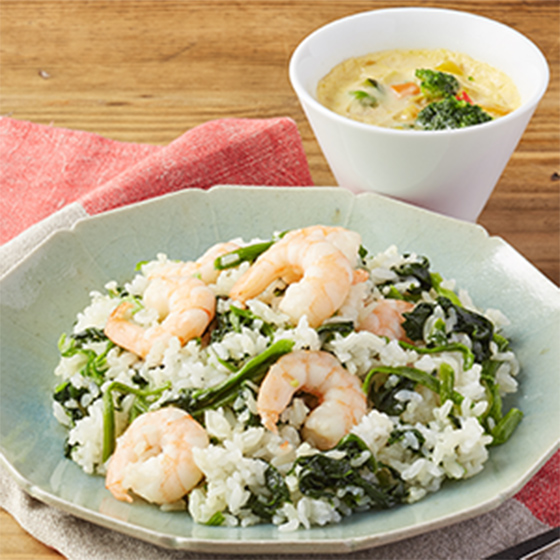 Kit2人份 彈牙蝦仁菠菜炒飯 (另附前菜)