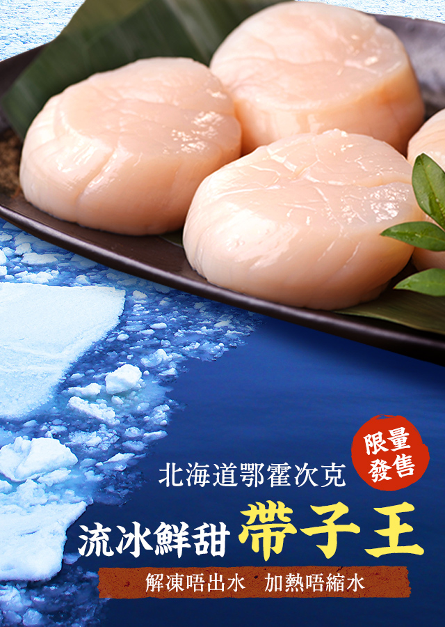 北海道鄂霍次克 流冰鲜甜带子王